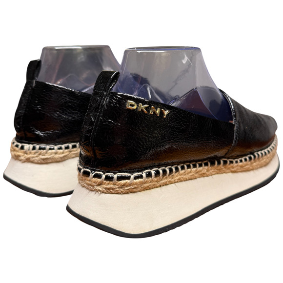 DKNY Orza Women's 9 Black Patent Platform Espadrille Sandals Slip-On Open Toe - Picture 5 of 13